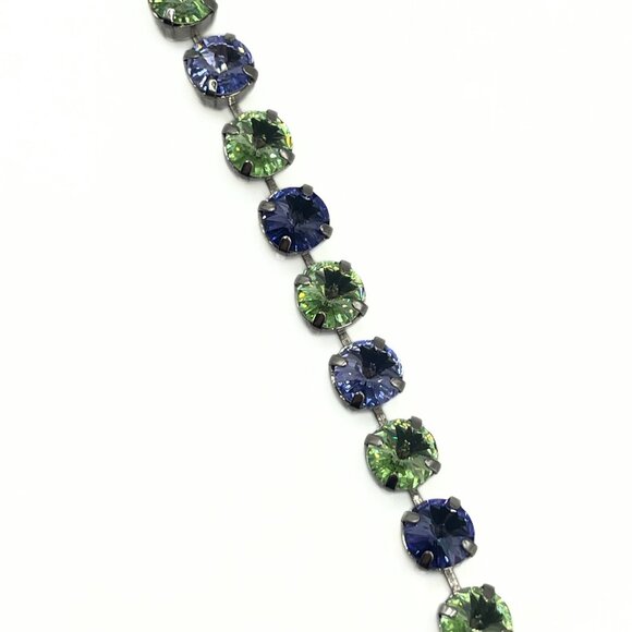 Handcrafted Swarovski Peridot, Lilac, & Blue Crystal Bracelet - Shiny Silver - Picture 7 of 12